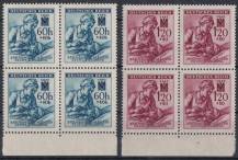 1942, Protektorát, 100/101, Německý červený kříž (III. vydání), 4bloky, o D, **