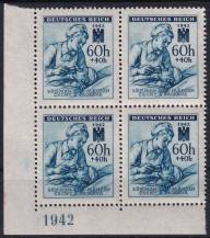 1942, Protektorát, 100č, Německý červený kříž (III. vydání) ✶✶ ⊞ L D