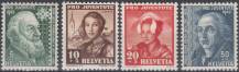 1942, Švýcarsko, 0412/0415, Pro Juventute: 125. výročí narození Nikolause Riggenbacha, 175. výročí narození Konrada Eschera v.d. Linth, Kroje, **