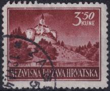 1943, Chorvatský stát, 0098Aa, Výplatní známka: Krajinky - Zámek Trakošćan ⊙