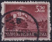 1943, Chorvatský stát, 0098Aa, Výplatní známka: Krajinky - Zámek Trakošćan ⊙