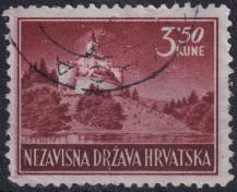 1943, Chorvatský stát, 0098Aa, Výplatní známka: Krajinky - Zámek Trakošćan ⊙