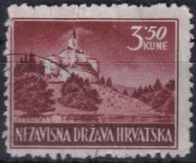 1943, Chorvatský stát, 0098Aa, Výplatní známka: Krajinky - Zámek Trakošćan ⊙