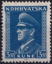 1943, Chorvatský stát, 0106, Výplatní známka: prezident Pavelič ✶