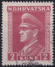 1943, Chorvatský stát, 0133, Výplatní známka: prezident Pavelič ⊙