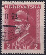 1943, Chorvatský stát, 0133, Výplatní známka: prezident Pavelič ⊙