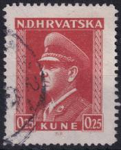 1944, Chorvatský stát, 0128, Výplatní známka: prezident Pavelič ⊙