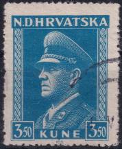 1944, Chorvatský stát, 0135, Výplatní známka: prezident Pavelič ⊙
