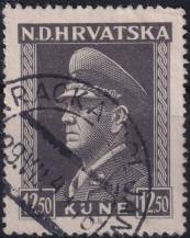 1944, Chorvatský stát, 0142, Výplatní známka: prezident Pavelič ⊙