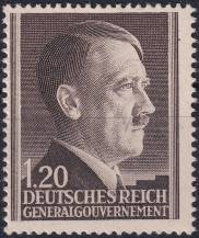 1944, Generální Gouvernement, 087B, Výplatní známka: Adolf Hitler ✶