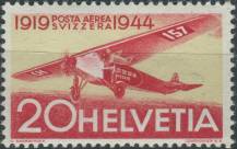 1944, Švýcarsko, 0436, Letecká známka: 25 let Švýcarské letecké pošty (I): Fokker FVII 3 m ∗∗
