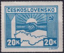 1945, ČSR II, 0359, Výplatní známka: Košické vydání: Symbol spojenectví ČSR-SSSR ✶