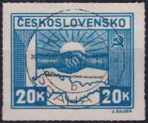 1945, ČSR II, 0359, Výplatní známka: Košické vydání: Symbol spojenectví ČSR-SSSR ⊙ 