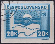 1945, ČSR II, 0359, Výplatní známka: Košické vydání: Symbol spojenectví ČSR-SSSR ⊙ 