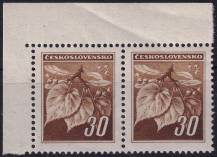 1945, ČSR II, 0373, Výplatní známka: Lipová ratolest ✶✶ ⊟ L H