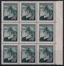 1945, ČSR II, 0374, Výplatní známky: Lipová ratolest  ✶✶ ⊞ o P