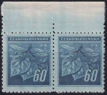 1945, ČSR II, 0376, Výplatní známka: Lipová ratolest ✶✶ ⊟ o H