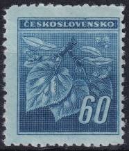 1945, ČSR II, 0376VV, Výplatní známka: Lipová ratolest ✶✶