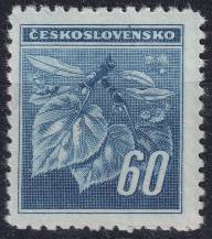 1945, ČSR II, 0376VV, Výplatní známka: Lipová ratolest ✶✶