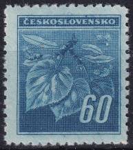 1945, ČSR II, 0376VV, Výplatní známka: Lipová ratolest ✶✶