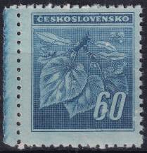 1945, ČSR II, 0376VV, Výplatní známka: Lipová ratolest ✶✶ o L