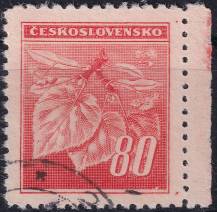 1945, ČSR II, 0377, Výplatní známka: Lipová ratolest  ⊙  o P