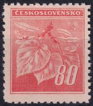 1945, ČSR II, 0377VV, Výplatní známka: Lipová ratolest ✶✶