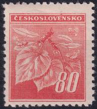 1945, ČSR II, 0377VV, Výplatní známka: Lipová ratolest ✶✶