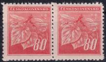 1945, ČSR II, 0377VV, Výplatní známka: Lipová ratolest ✶✶ ⊟