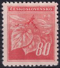 1945, ČSR II, 0377VV, Výplatní známka: Lipová ratolest ✶✶