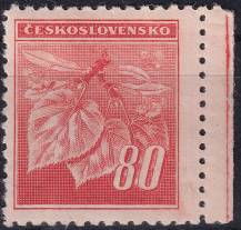 1945, ČSR II, 0377VV, Výplatní známka: Lipová ratolest ✶✶ o P