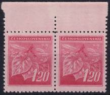 1945, ČSR II, 0378, Výplatní známka: Lipová ratolest ✶✶ ⊟ o H