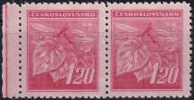 1945, ČSR II, 0378, Výplatní známka: Lipová ratolest ✶✶ ⊟ o L