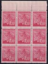 1945, ČSR II, 0378, Výplatní známky: Lipová ratolest  ✶✶ ⊞ o H