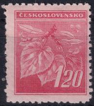 1945, ČSR II, 0378VV, Výplatní známka: Lipová ratolest ✶✶