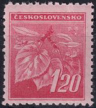 1945, ČSR II, 0378VV, Výplatní známka: Lipová ratolest ✶✶