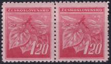 1945, ČSR II, 0378VV, Výplatní známka: Lipová ratolest ✶✶ ⊟