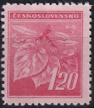 1945, ČSR II, 0378VV, Výplatní známka: Lipová ratolest ✶✶