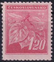 1945, ČSR II, 0378VV, Výplatní známka: Lipová ratolest ✶✶
