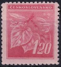1945, ČSR II, 0378VV, Výplatní známka: Lipová ratolest ✶✶