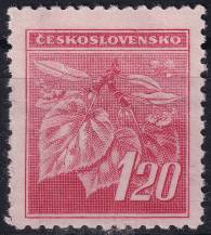 1945, ČSR II, 0378VV, Výplatní známka: Lipová ratolest ✶✶