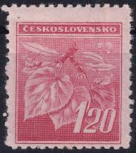 1945, ČSR II, 0378VV, Výplatní známka: Lipová ratolest ✶✶