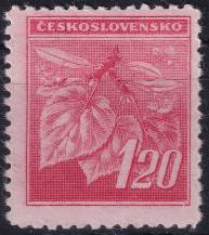 1945, ČSR II, 0378VV, Výplatní známka: Lipová ratolest ✶✶