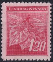 1945, ČSR II, 0378VV, Výplatní známka: Lipová ratolest ✶✶