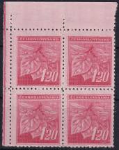 1945, ČSR II, 0378VV, Výplatní známka: Lipová ratolest ✶✶ ⊞ L H