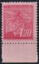 1945, ČSR II, 0378VV, Výplatní známka: Lipová ratolest ✶✶ o D