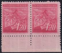 1945, ČSR II, 0378VV, Výplatní známka: Lipová ratolest ✶✶ ⊟ o D