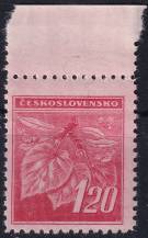 1945, ČSR II, 0378VV, Výplatní známka: Lipová ratolest ✶✶ o H