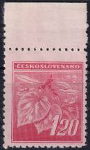 1945, ČSR II, 0378VV, Výplatní známka: Lipová ratolest ✶✶ o H