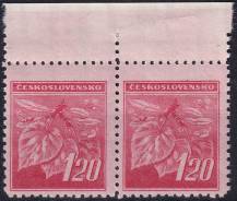 1945, ČSR II, 0378VV, Výplatní známka: Lipová ratolest ✶✶ ⊟ o H